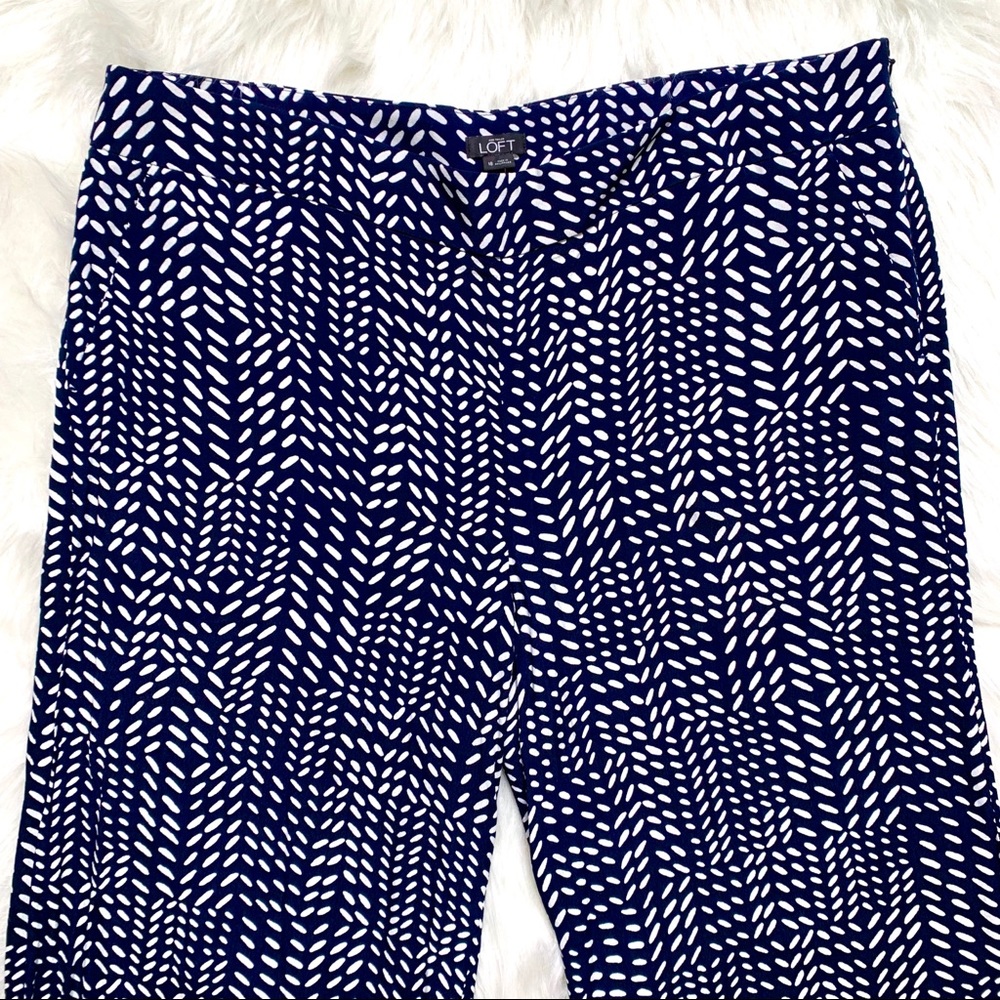 SOLD-NWOT Loft Navy Blue Cropped Wide Leg Pants - Picture 3 of 6